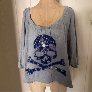 MASTERMIND JAPAN sz 0 S Off Shoulder Gray Top Tee